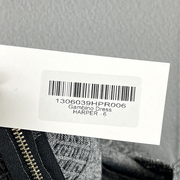 Reformation Gambino Harper Mini Dress Womens 6 Gray Puff Sleeve Smocked NWT - Picture 15 of 16